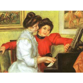 Yvonne and Christine Lerolle Playing the Piano