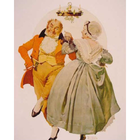 Merrie Christmas Couple Dancing Under the Mistletoe