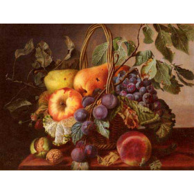 A Still Life With A Basket Of Fruit