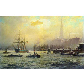 View of the Harbour of Hamburg in the Winter