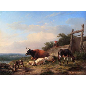 A Farmer Tending His Animals