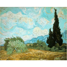 Wheat Field with Cypresses