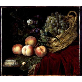 Aelst, Willem van - Still Life with Peaches and Grapes in a Basket