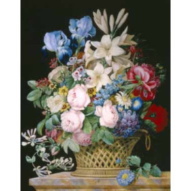 Alexandre-Francois Desportes - Rich Still Life of Flowers in a Basket