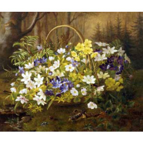 Anthonore Christensen - Anemones and Primroses in a Basket