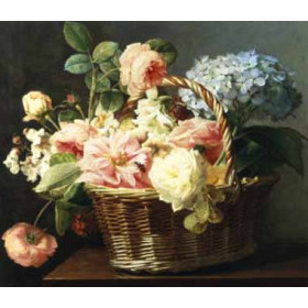 Antoine Berjon - Still Life of Flowers in a Basket