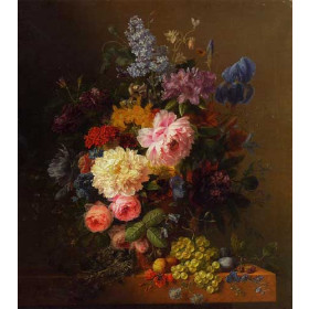 Arnoldus Bloemers - Peonies, Roses, Irises, Lilies, Lilac and Other Flowers in a Vase