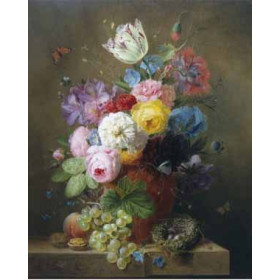 Arnoldus Bloemers - Rich Still Life of Roses, Poppies, Azaleas and Tulips