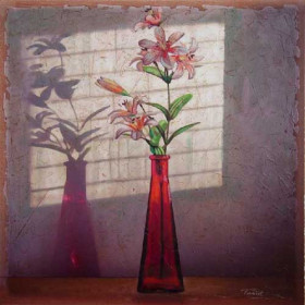 Azalea in Red Glass