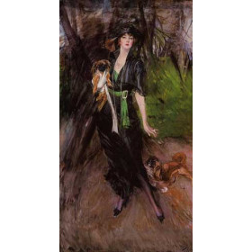 Boldini, Giovanni(Italy) - Portrait of a Lady, Lina Bilitis, with Two Pekinese