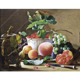 Carl Vilhelm Balsgaard - A Still Life of Figs, Peaches and Pomegranates