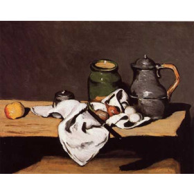 Cezanne, Paul - Still Life with Green Pot and Pewter Jug