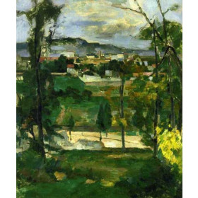 Cezanne, Paul - Village behind Trees, Ile de France