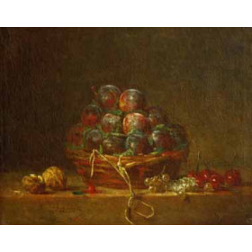 Chardin, Jean-Baptiste-Simeon - A Basket with Plums, Nuts, Currants and Cherries