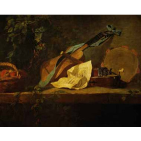 Chardin, Jean-Baptiste-Simeon - Muscial Instruments and a Basket with Fruit