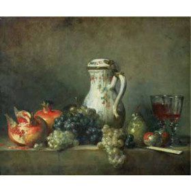 Chardin, Jean-Baptiste-Simeon - Still Life with Grapes and Pomegranates