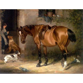 Charles Shayer - Waiting for Master Horse Dogs and Pigeons