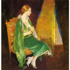 Charles W. Hawthorne - Woman in Green (also known as Portrait of Mrs. Crocket)