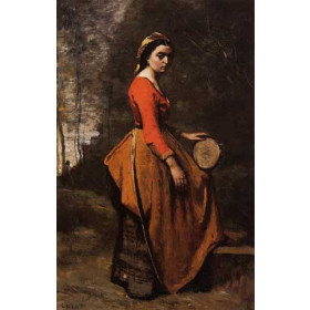 Corot, Jean-Baptiste-Camille - Gypsy with a Basque Tamborine