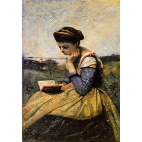 Corot, Jean-Baptiste-Camille - Woman Reading in a Landscape