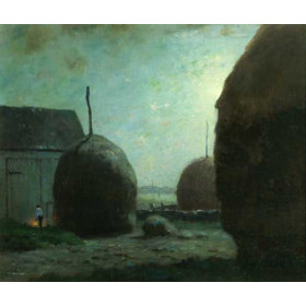 Dwight W. Tryon - Newbury Haystacks in Moonlight