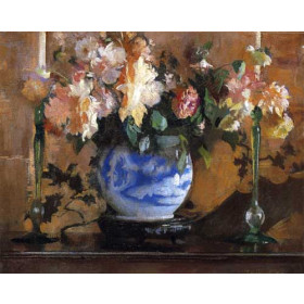 Edmund Tarbell - Flowers in a Blue Ginger Jar