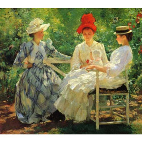 Edmund Tarbell - In a Garden (The Three Sisters - A Study of June Sunlight)