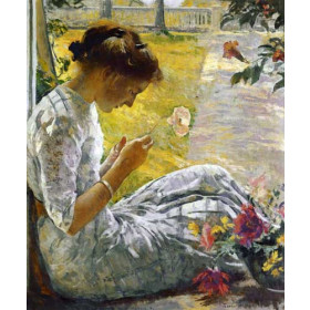 Edmund Tarbell - Mercie Cutting Flowers