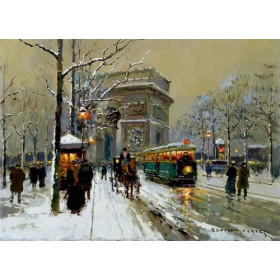 Edouard Leon Cortes - Arc de triomphe by a snowy day