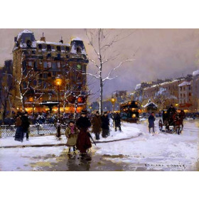 Edouard Leon Cortes - La place Pigalle en hiver