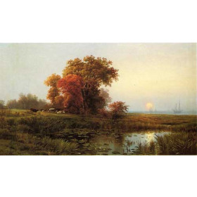 Edward Moran - Sunset on the Marsh