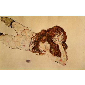 Egon Schiele - Female Nude Lying on Her Stomach