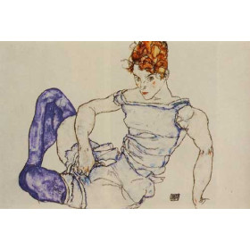 Egon Schiele - Seated Woman in Violet Stockings