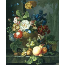 Elizabeth Van Hoogenhuyzen - Still Life of Flowers in a Terracotta Vase