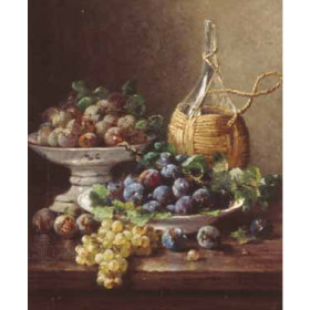 Eugene Claude - Still Life of Grapes, Plums and Wine