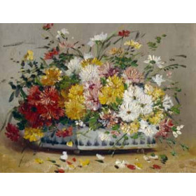 Eugene Henri Cauchois - Bowl of Summer Flowers