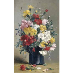 Eugene Henri Cauchois - Still Life of Carnations