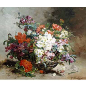 Eugene Henri Cauchois - Summer Flowers Arranged in a Basket