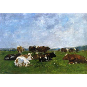 Eugene-Louis Boudin - Cows in a Pasture