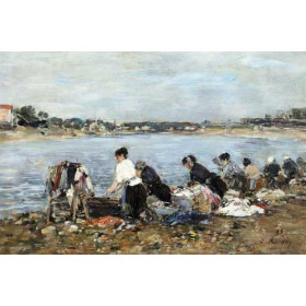 Eugene-Louis Boudin - Laundresses on the Banks of the Touques