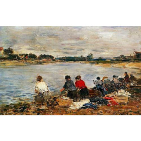 Eugene-Louis Boudin - Laundresses on the Banks of the Touques