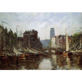 Eugene-Louis Boudin - Rotterdam, Le Pont de Bourse