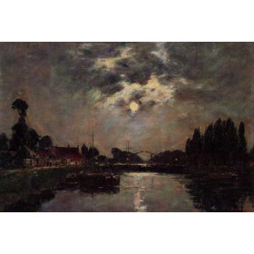 Eugene-Louis Boudin - Saint-Valery-sur-Somme, Moonrise over the Canal