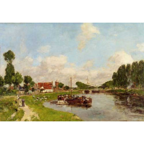 Eugene-Louis Boudin - Saint-Velery-sur-Somme, Barges on the Canal