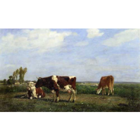 Eugene-Louis Boudin - The Cows in a Meadow