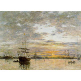 Eugene-Louis Boudin - The Port of Le Havre at Sunset