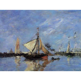 Eugene-Louis Boudin - Trouville, the Jettys, High Tide