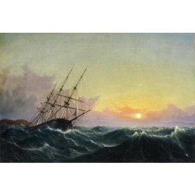 Fitz Hugh Lane - A Storm, Breaking Away, Vessel Slipping Her Cable