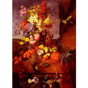 Floral Still Life with Fruits