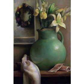 Flowers in a Green Vase